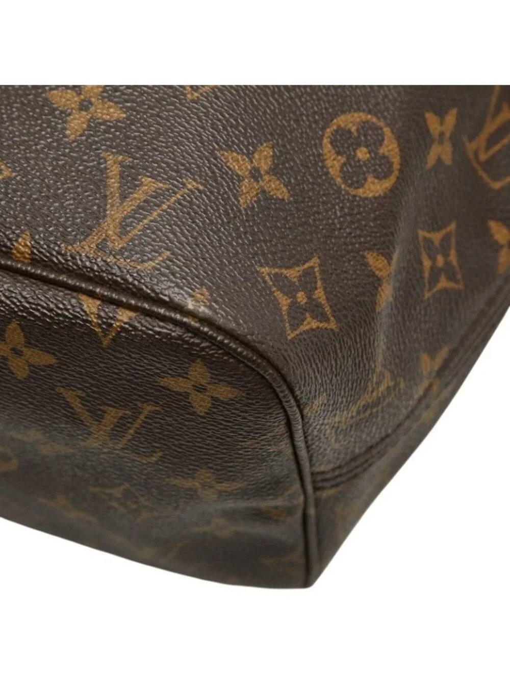 Louis Vuitton Monogram Neverfull MM Shoulder Bag Tote Brown Leather